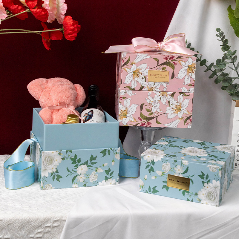 Nueva caja de regalo cuadrada caja de regalo de mano Coreana de alta gama caja de dulces de boda caja de regalo de San Valentín fábrica al por mayor