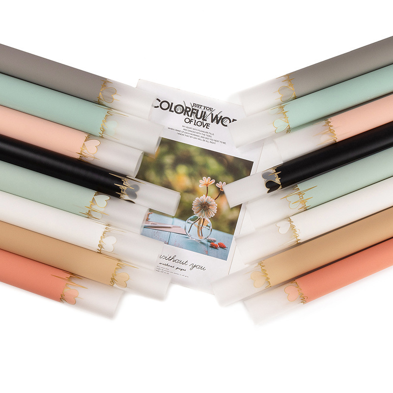 七夕情人节心跳果冻膜花束包装纸防水雾面玫瑰纸礼品材料花艺资材