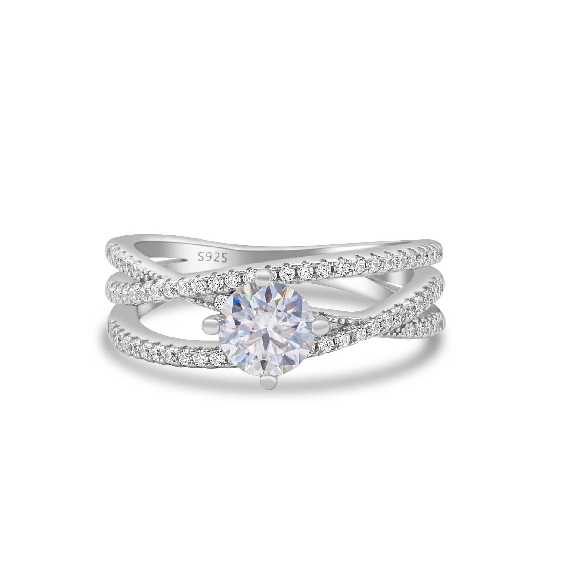 Anillo de piedra de moissan mujer 925 plata esterlina chapado en oro pt950 quilates anillo Sansheng III fabricantes al por mayor transfronterizos en vivo