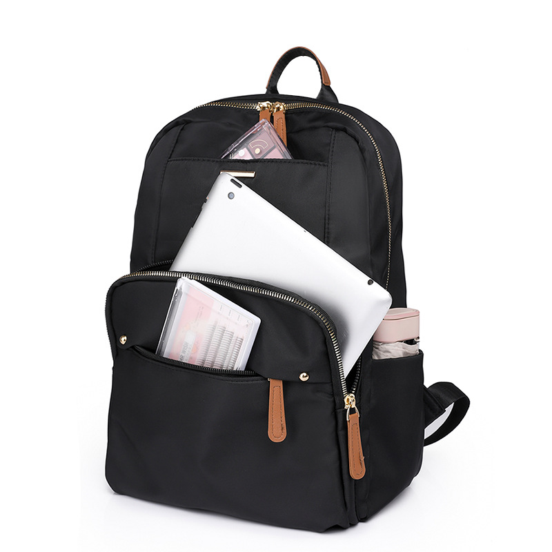 2024 nueva mochila casual para mujer de nailon, color sólido simple, mochila para computadora de gran capacidad, mochila de viaje ligera