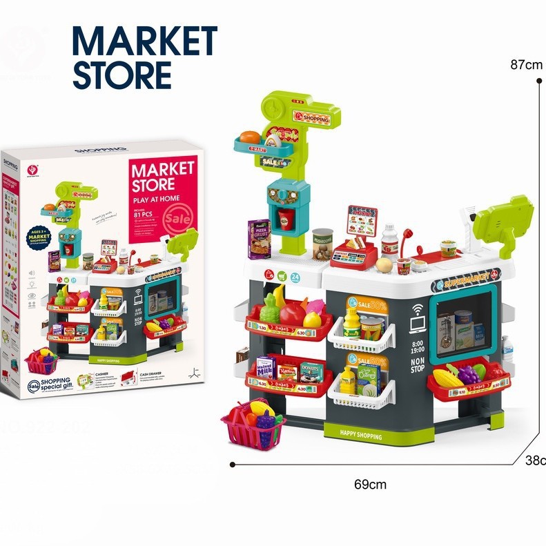 Simulación transfronteriza de supermercado infantil de compras caja registradora juego de juguetes de escaneo casera tarjeta deslizante mesa de supermercado de helados
