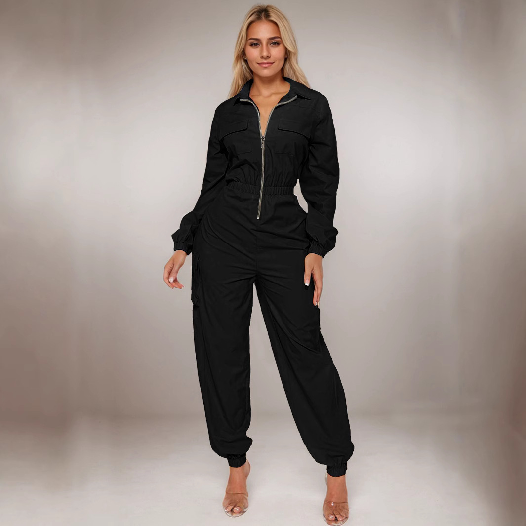 La moda transfronteriza de ocio de salida de bolsillo flip-up de la cintura de la ropa de mujer con cremallera de la pie de la ropa de vestir