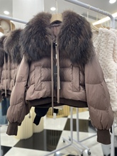 超大毛領鵝絨服23冬新款短款外套90白鵝絨韓版時尚羽絨服直播貨源