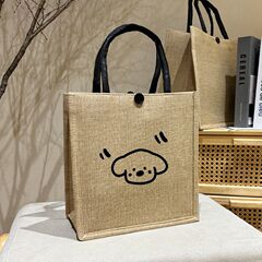 麻布包包简约文艺复古上班通勤大容量手提袋出门便携包亚麻托特包