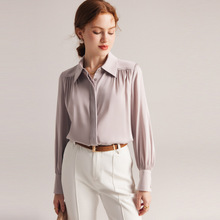 重磅真丝衬衫女2025春夏新款纯色长袖19姆米弹力双乔桑蚕丝上衣