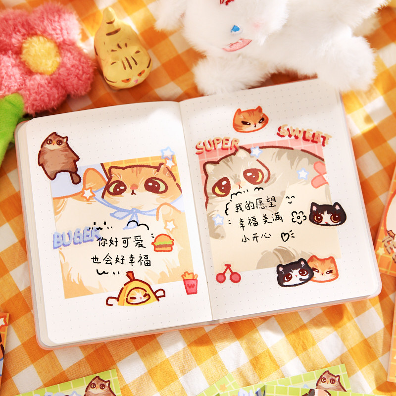 Yoyo Brin tres paquetes de notas adhesivas maullido dibujos animados de luz de comida lindo papel de material de notas de escritura papel de notas de registro