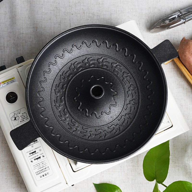 Grueso de hierro fundido tostado olla de patata dulce hogar tostado olla barbacoa olla integrada barbacoa horno tostado artefacto de patata dulce asado