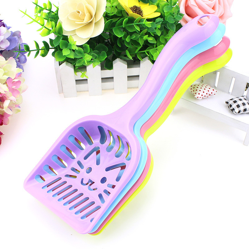 En stock PET limpieza gato arena pala plástico gato cara malla pala gato cara gato arena pala aseo suministros para mascotas