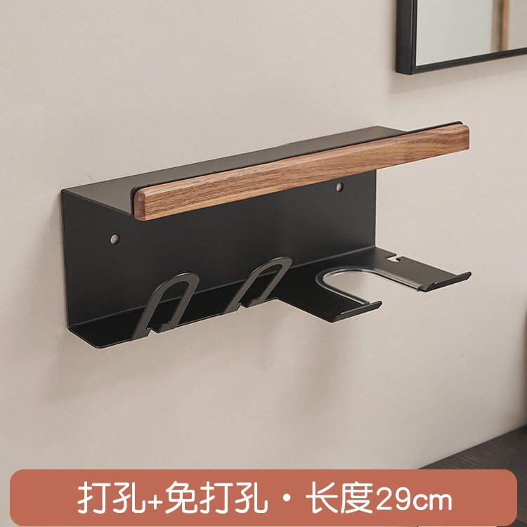 トイレの歯ブラシホルダーの歯のコップの棚の胡桃の木は穴を開けないで壁掛け式の多機能の洗面器の収納棚を掛けます。|undefined