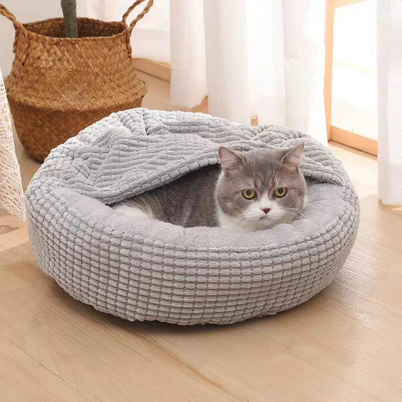 厂家批发猫窝四季通用半封闭式狗窝圆形宠物床狗窝猫垫子宠物用品