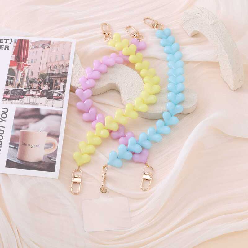 Dopamine Love Beaded Phone Chain, Anti-Lost Wrist Strap, Keychain Pendant, Gift for Best Friends, Wholesale