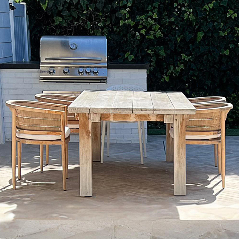Mesa y silla al aire libre Hotel patio villa al aire libre alojamiento impermeable al sol mesa de madera terraza al aire libre silla de comedor de madera maciza