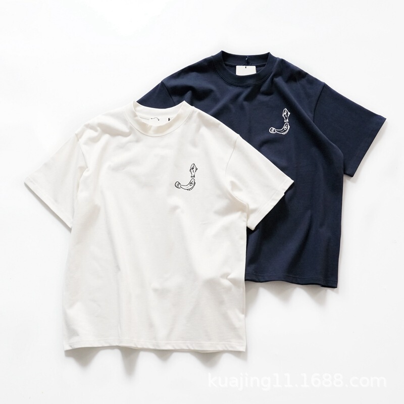 Overseas Clothing Wholesale Jac Trendy Brand Heavyweight All-Cotton Capri Island Small Fish Letter Short-Sleeve T-Shirt for Men and Women (Original Label) Overseas Clothing Wholesale Jac Trendy Brand Heavyweight All-Cotton Capri Island Small Fish Letter Short-Sleeve T-Shirt for Men and Women (Original Label)