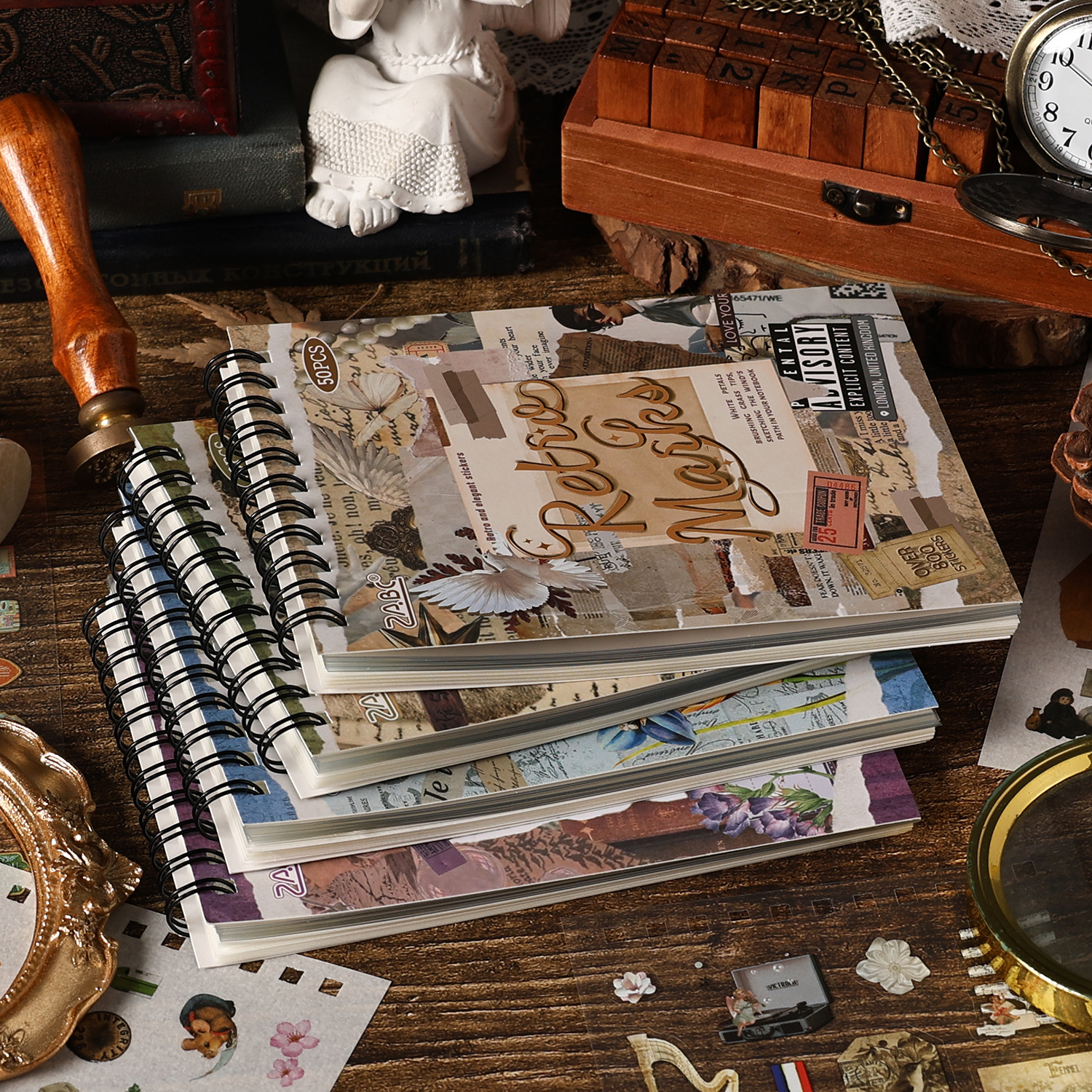 Serie clásica de regalos de mano Papel adhesivo de bobina retro Libro de bricolaje transfronterizo Material de decoración de cuentas de mano Pegatinas de collage