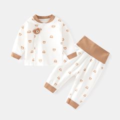 Baby innerwear set for children, autumn and winter base layer, shoulder fastener, autumn and winter clothes, unisex baby, pure cotton, open-leg, high-waisted autumn pants