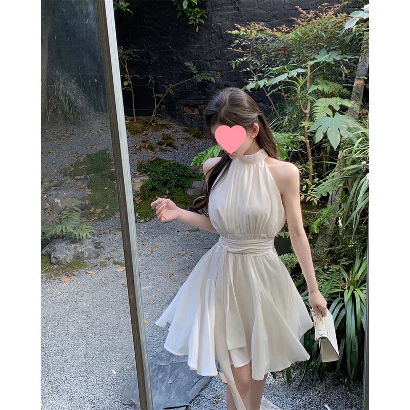 Sleeveless Waist Strap Chiffon dress Women's Clothing Summer Niche White Skirt Tight Waist Holiday Style Skirt Sleeveless Waist Strap Chiffon dress Women's Clothing Summer Niche White Skirt Tight Waist Holiday Style Skirt
