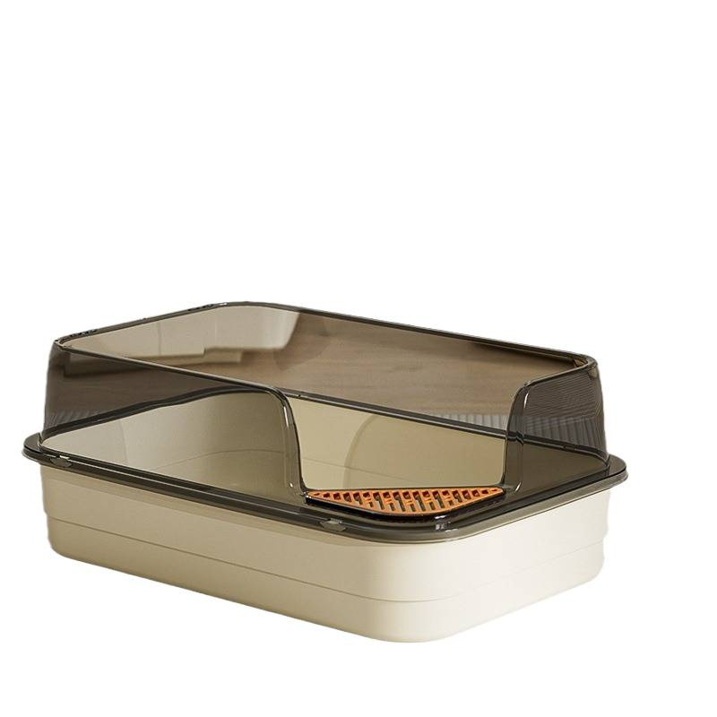 Caja de Arena para Gatos Extra Grande de Plástico PP, Semicerrada, para Mascotas
