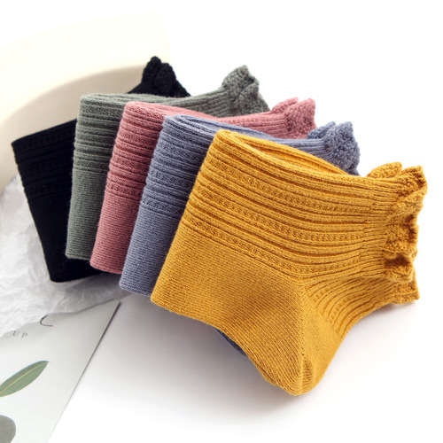 Women's double-needle lace boat socks autumn and summer thin ins trendy breathable sweat-absorbent shallow mouth short solid color cotton socks on behalf of