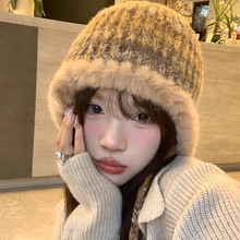 复古混彩毛绒针织护耳帽子女2025新款冬季保暖时尚百搭毛线雷锋帽