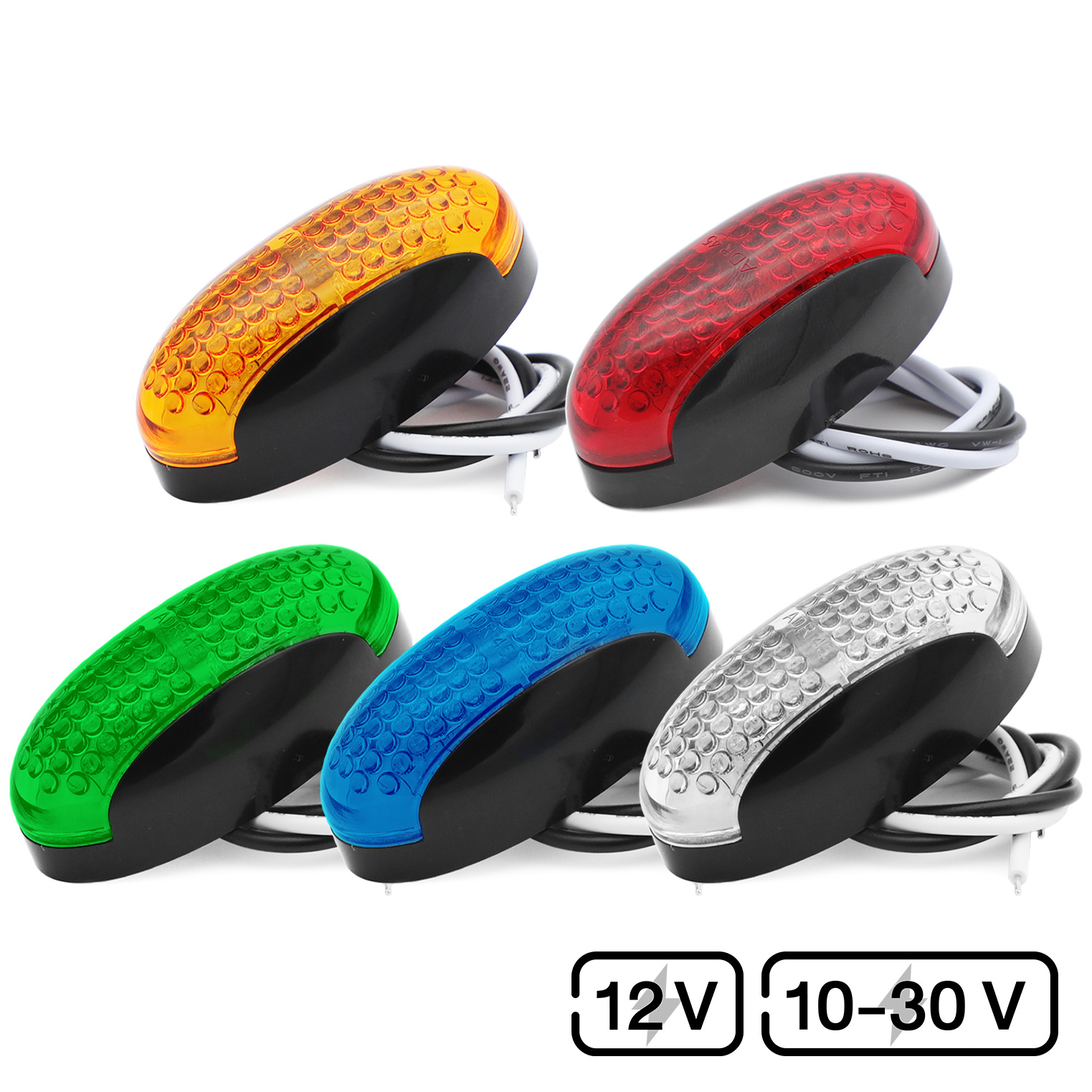 4 High-Brightness Piranha Lamps, Side Lamps, Turn Signals, Side Lamps, Wide Voltage, Red, Yellow, White, Blue and Green, Five Colors for Cross-Border Export