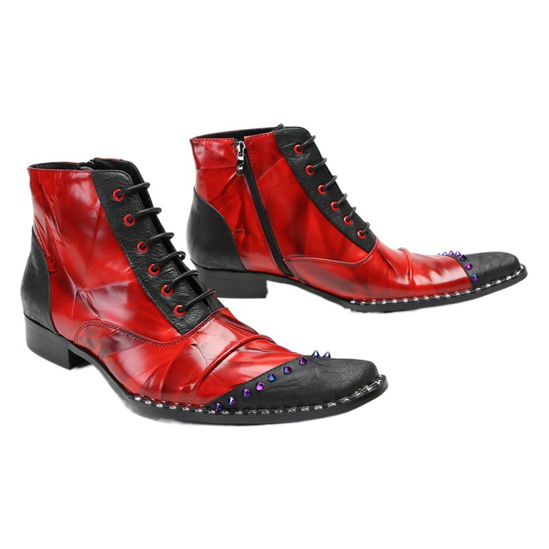 Осенне-зимние красные ботинки челси из воловьей кожи, британские мотоциклетные комбинезоны, мужские ботинки с круглым носком и средней молнией, модные мужские ботинки из воловьей кожи