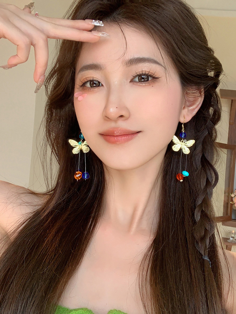 16g Weight Iron Ear Needle Material Drop Earrings Classification 1 Pair Quantity Beach, Date, Lawn Occasion Alloy Material Butterfly Pattern All Seasons Season Women's Gender Polished Finish Vacation, Sweet Style 1 Pair Vacation Sweet Butterfly Alloy Drop Earrings 3