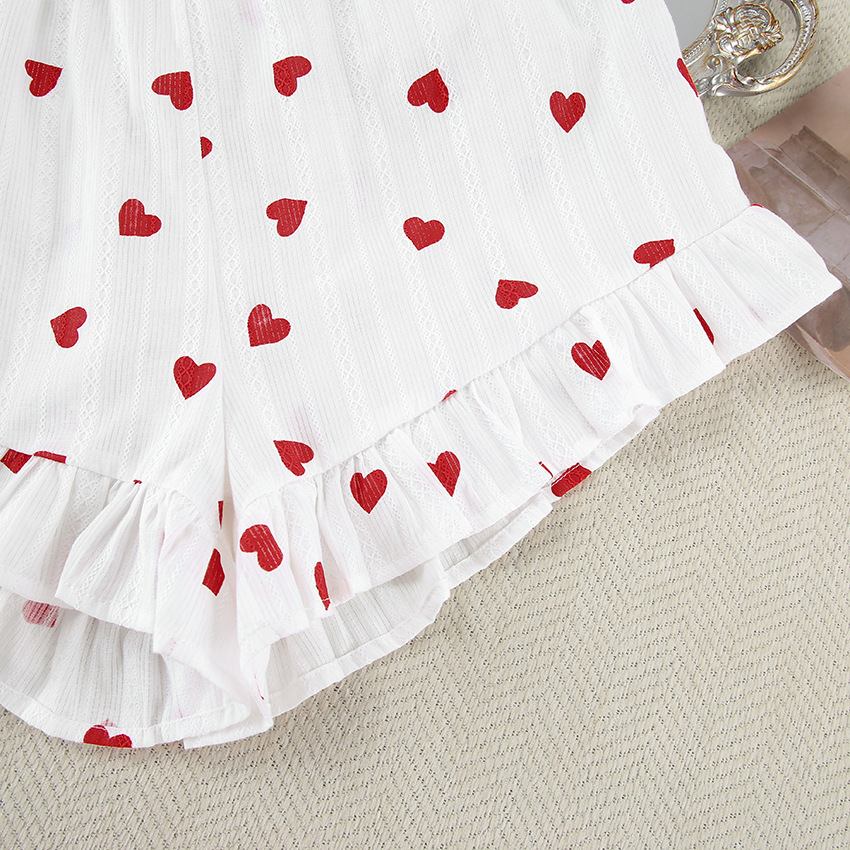 Home Women's Simple Style Heart Shape Cotton Shorts Sets Pajama Sets display picture 12