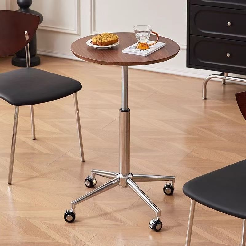 Light Luxury Movable Small Round Table, Adjustable Height Coffee Table, Vintage Style Round Dining Table, Rental Apartment Balcony Laptop Side Table Light Luxury Movable Small Round Table, Adjustable Height Coffee Table, Vintage Style Round Dining Table, Rental Apartment Balcony Laptop Side Table