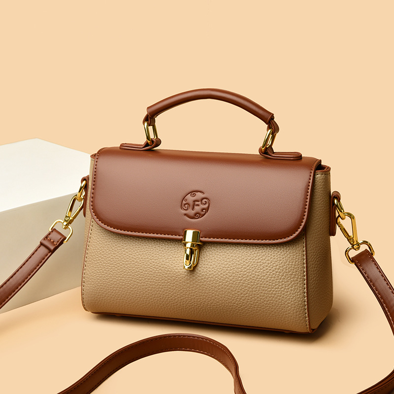 Embossed Letter Small Square Bag 2026 New Fashion Lockable Doctor's Bag Anti-Theft Small Box Genuine Leather Women's Handbag