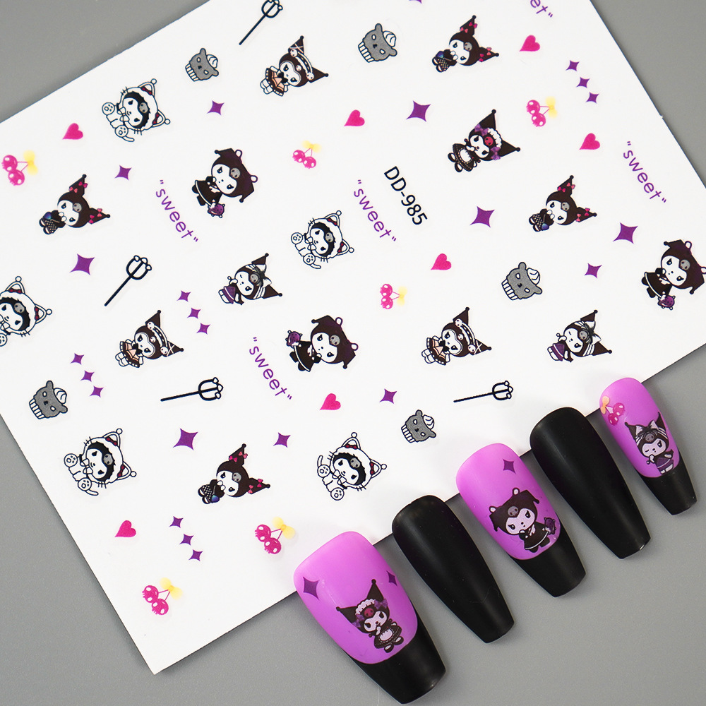 Cartoon Style Cute Simple Style Cartoon UV Resin Adhesive Nail Sticker 1 Set display picture 2