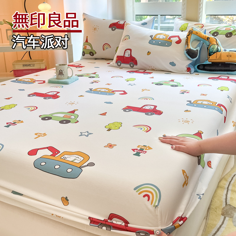 2025 nueva sábana de algodón de una sola pieza de algodón para niños cubierta protectora todo incluido 2024 nuevo juego de tres piezas de dormitorio