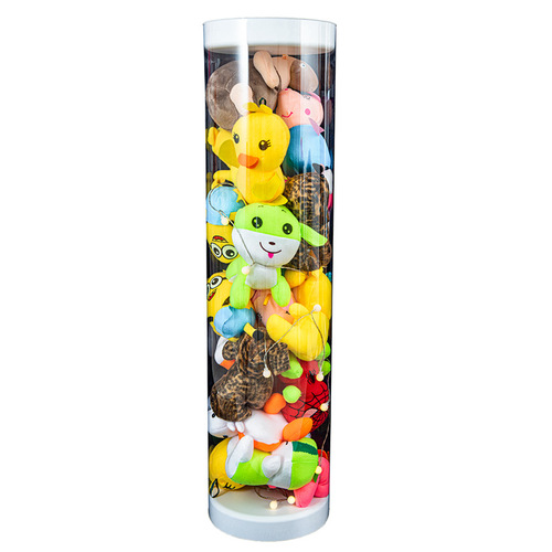 Plush Toy Doll Fabric Enlarged Toy Storage Bin Rotating Transparent PET Storage Tub Basket Magic Cylinder