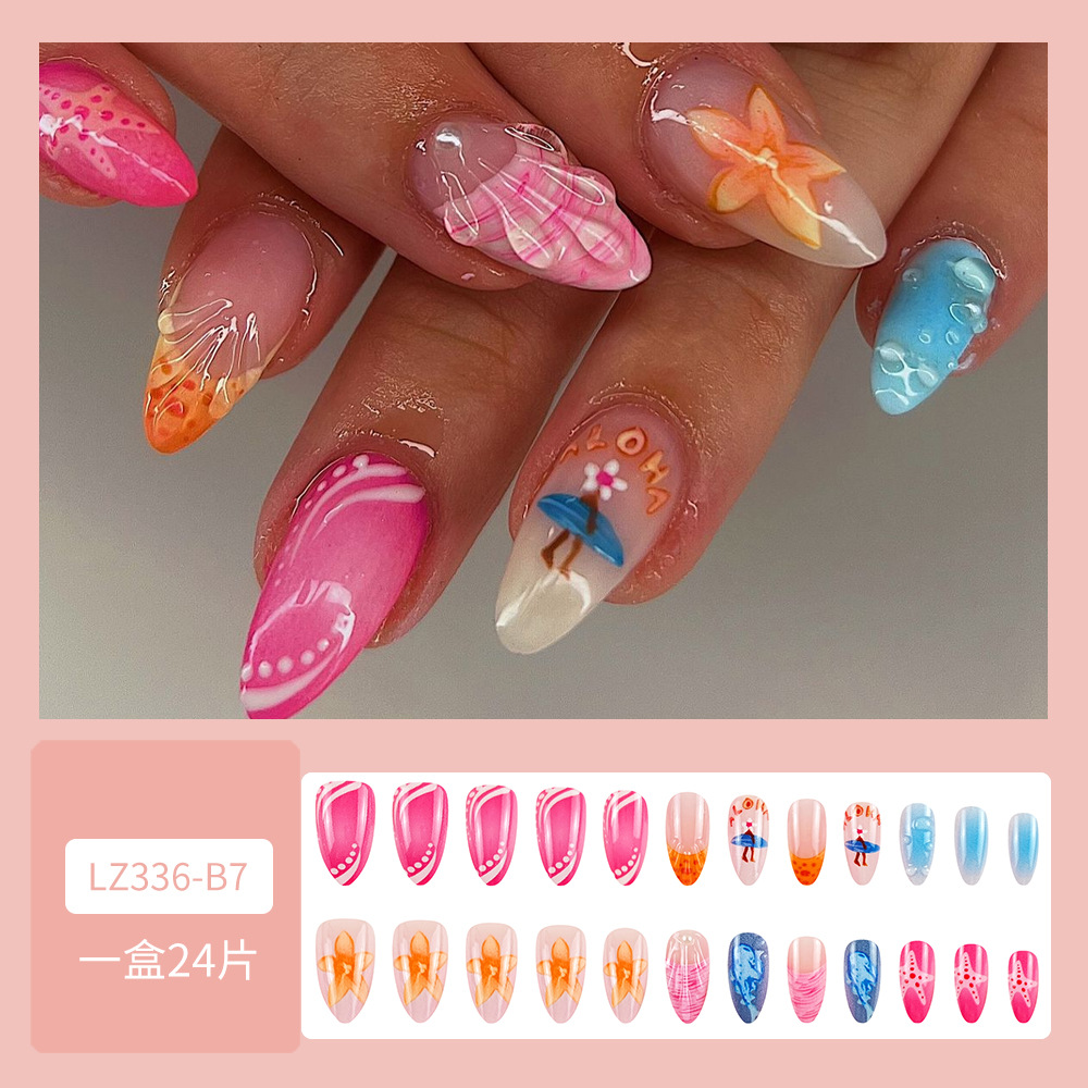 Use un parche de uñas 3D estereoscópico de alto nivel, goteo de goma dulce y caliente, uñas falsas transfronterizas, parches de uñas.