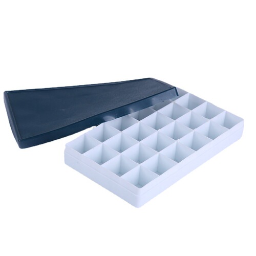 Square white basic green soft cover, spill-proof, moisturizing watercolor and chalk paint color mixing box, art color mixing supplies
