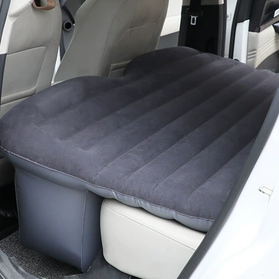 Car travel air mattress, car rear seat mattress, flocking, easy to store, inflatable sleeping pad for self-driving trips and in-car rest (Vehicle-mounted inflatable bed) - blue-black