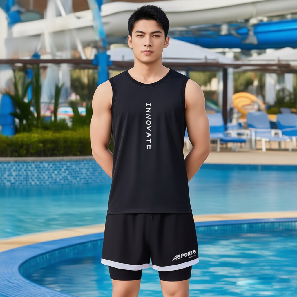 Cross-Border Quick-Drying Fitness Swimsuit, Breathable Running Sports Vest, Men's Sleeveless Vest, Loose-Fitting Clothing, Sports Vest