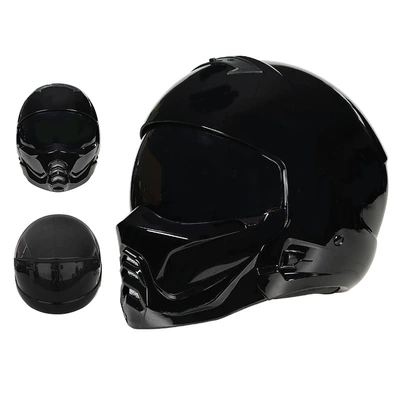 Motosiklet kaskı (dəbilqə), Electric Motorcycle Helmet for Men - 856-bright-black-third-generation-black-lenses-m55-56