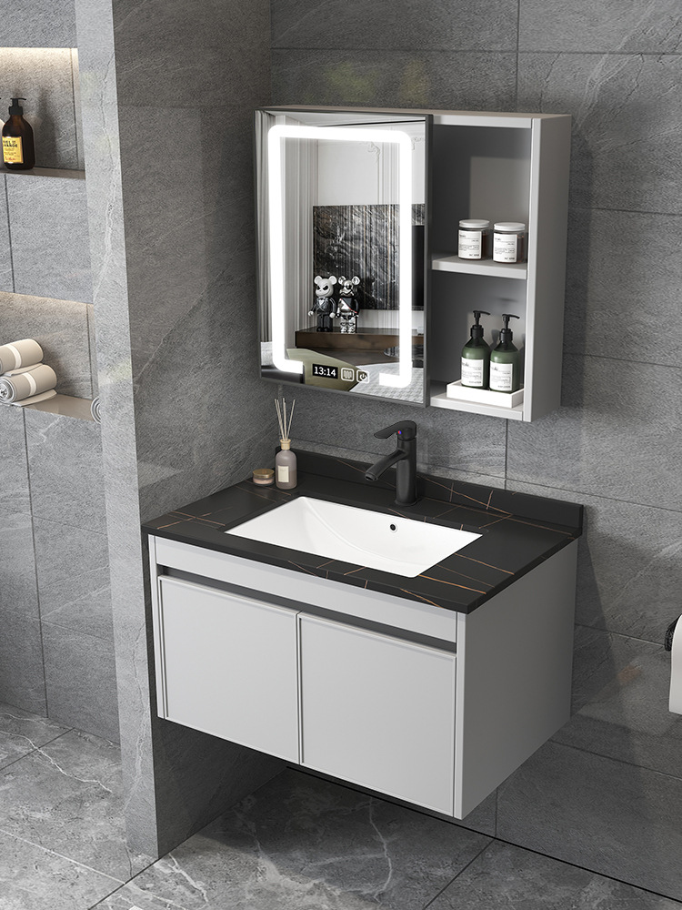 Moderno minimalista lavabo gabinete combinación baño gabinete de baño mesa de lavado lavabo integrado lavabo de cerámica