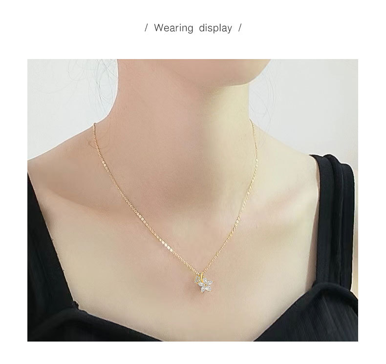 18K Gold Plated Plating Material 925 Sterling Silver Cable Chain Plating Flower Pendant Necklace