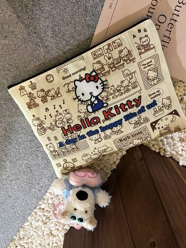 ハローキティ猫ハンドバッグ、森ガール風、人気急上昇中、お出かけ用、インスタ映え、学生向け、メイク収納、ハンドバッグ、インスタ風|undefined