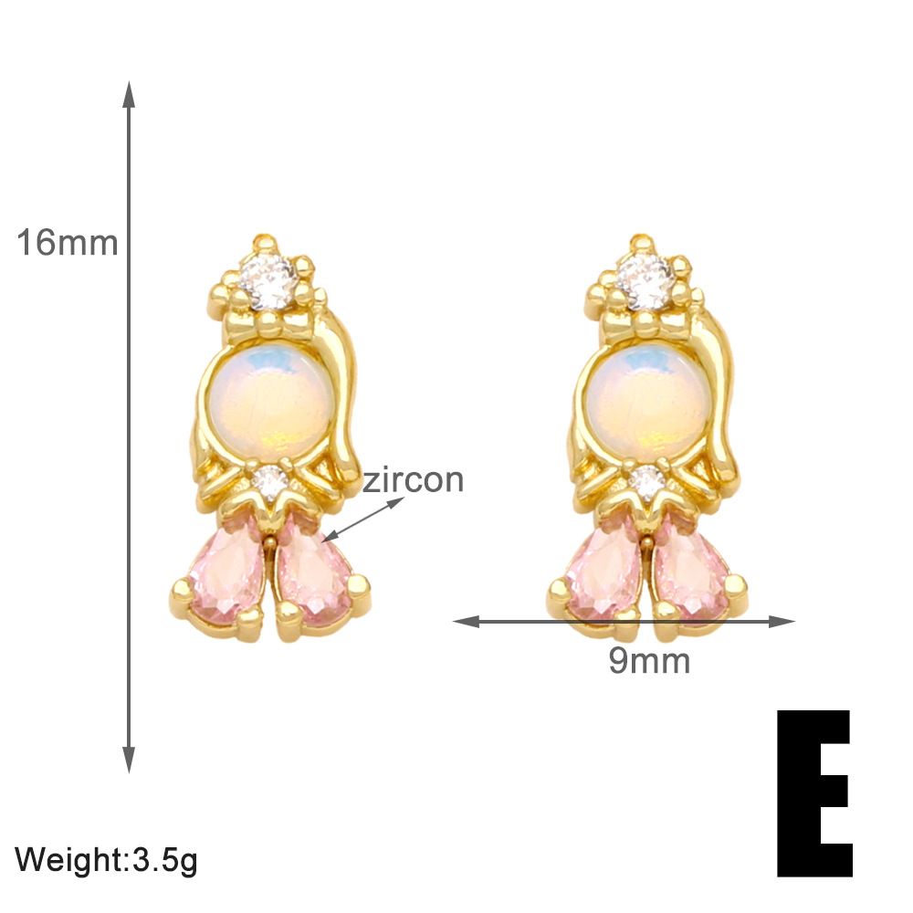 1 Pair Simple Style Cartoon Character Plating Copper 18K Gold Plated Drop Earrings display picture 7