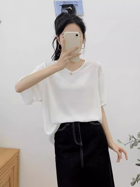 White summer body-friendly breathable T-shirt