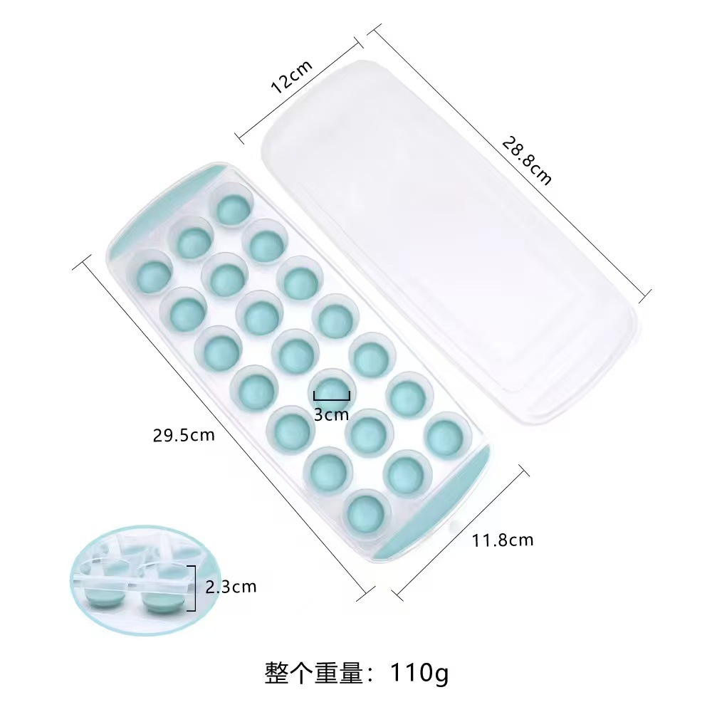 21-Compartment Food-Grade Household Round Plastic Ice Tray with Various Molds and Lid, Dly Multi-Purpose Ice Maker