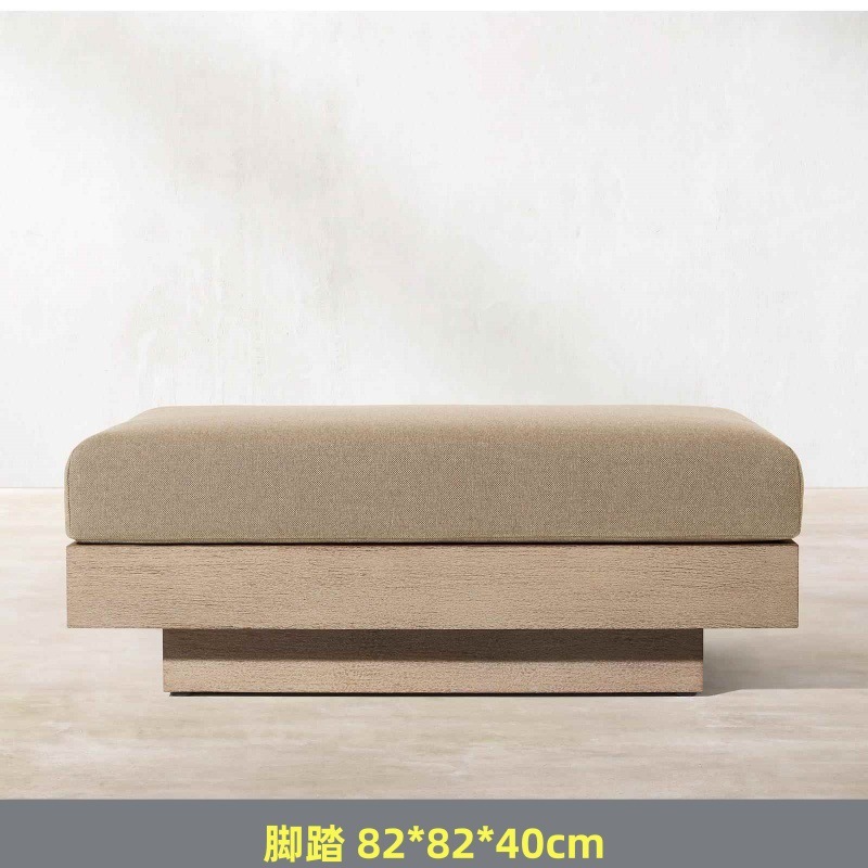 屋外パティオソファ無垢材ガーデンハイエンドホテルソファ防水日焼け止めテラスチークソファコーヒーテーブル組み合わせ|undefined