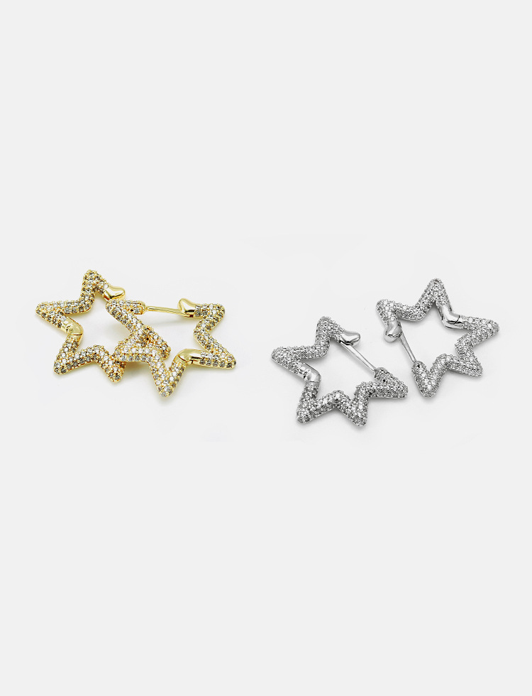 New Style Zircon Gold-plated Star Earrings Wholesale Nihaojewelry display picture 5