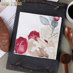 Factory-bloom flowers single-use printed table napkins face towels party wood pulp paper towels wholesale