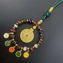 香灰琉璃五路财神车挂五福圆满金锁高档车饰平安纳福招财汽车挂件