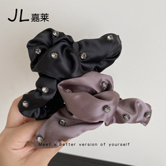 精致水钻鲨鱼夹发量多后脑勺发抓抓夹缎面褶皱夹子高端发饰发卡女