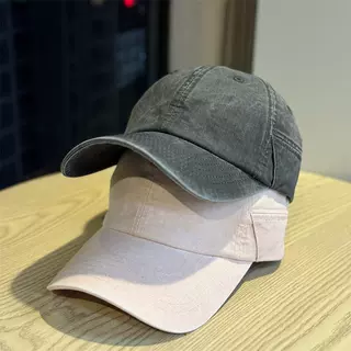 个性复古水洗棒球帽男女做旧鸭舌帽休闲百搭潮酷纯色显脸小遮阳潮