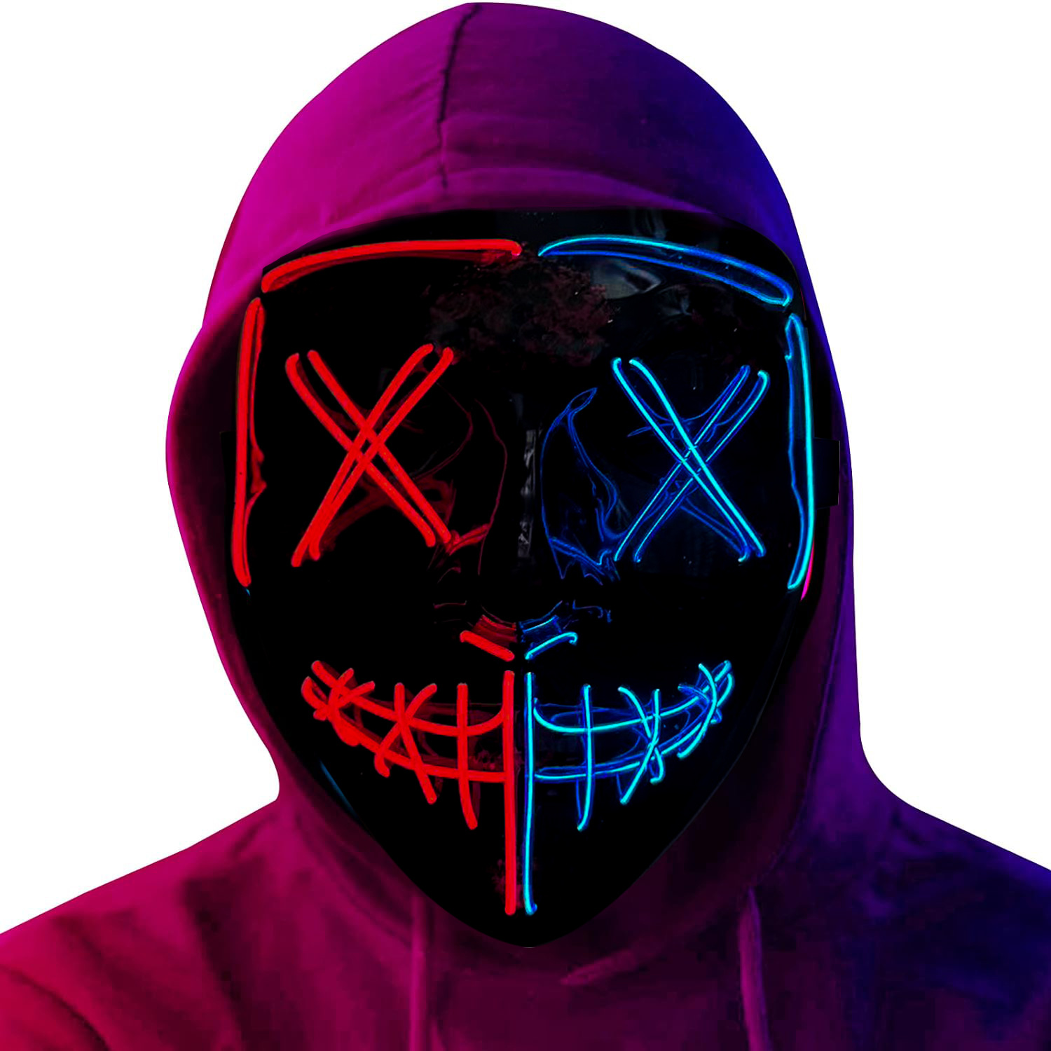 Procesamiento de pérdidas Máscara luminosa LED Máscara de terror Festivo Cosplay Disfraz de Halloween Mascarada